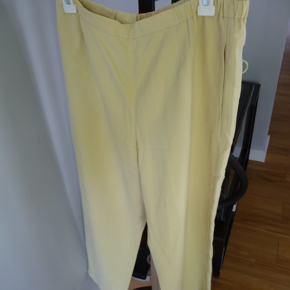 GO SILK NEW silk pale yellow side pockets straight leg pants size PL NEW NO TAGS
